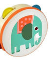 Children's tambourine with an elephant design on a white background