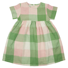  Pretty muslin dress (check), green/pink - Pigeon Organics