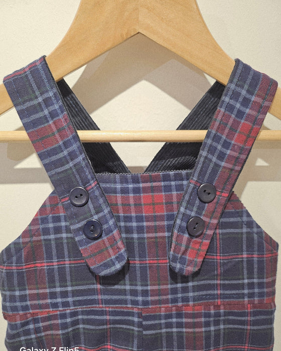 Burgundy Check / Blue Beige Check Reverse Dungarees — Ruth Lednik