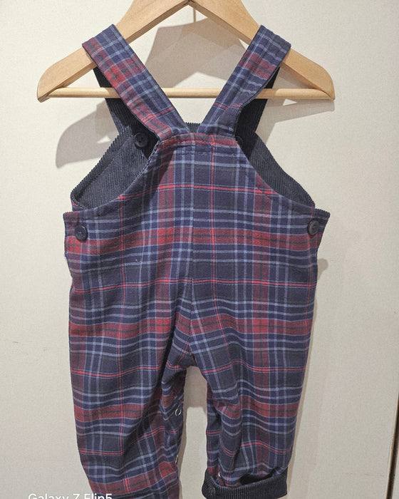 Burgundy Check / Blue Beige Check Reverse Dungarees — Ruth Lednik