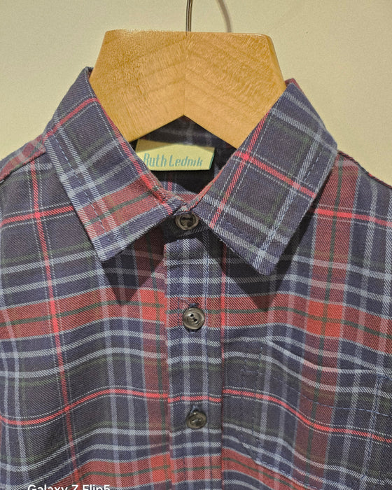 Stanmore Navy Cotton Check Shirt — Ruth Lednik