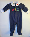 The Little Learners Romper Navy - Knitted Pima Cotton - The Blue Zebra