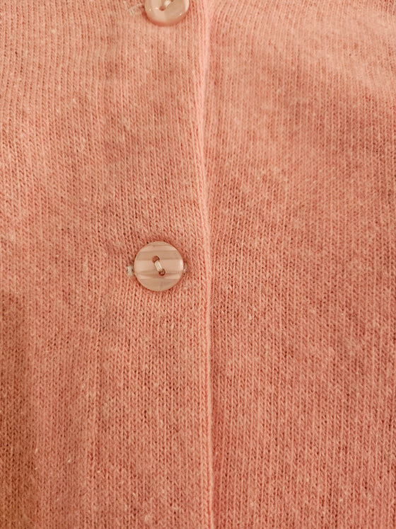 Pink Cotton Mix Cardiganwith Butterfly Trimming - Ruth Lednik