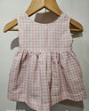 Reversible Cotton Pinafore Dress – Pink Rose & Check - Ruth Lednik