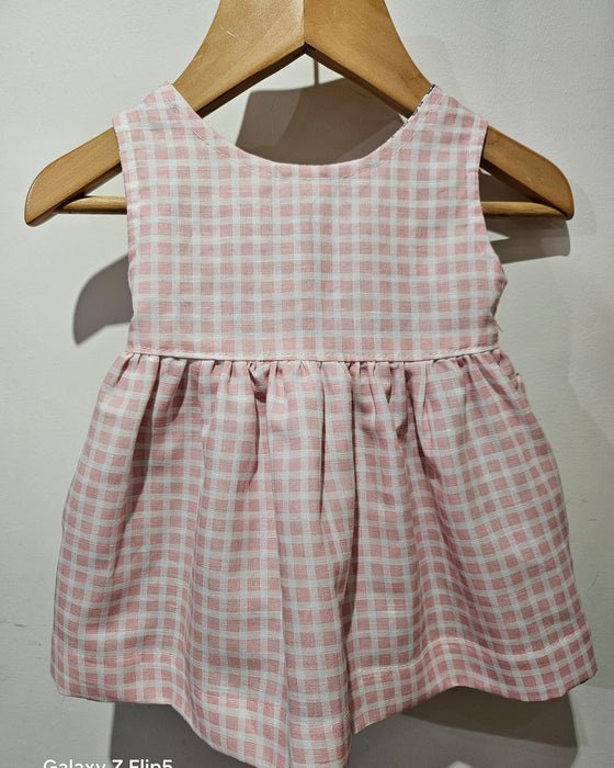 Reversible Cotton Pinafore Dress – Pink Rose & Check - Ruth Lednik