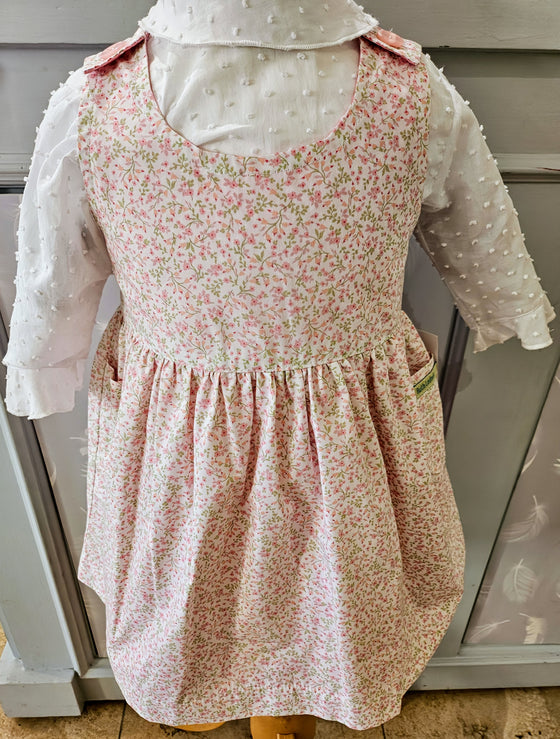 Reversible Pinafore Dress - Pink Posy/Pink Pokka Dot - Ruth Lednik