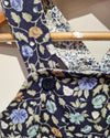 Navy Flower Cord / Blue Ditsy Flower Reverse Dungarees — Ruth Lednik