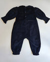 Enchanted Robin Smocked Baby Boy Romper - Navy Corduroy - The Blue Zebra