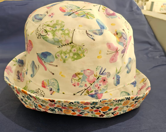 Reversible Bucket Hat - Butterfly/Wildflower - Ruth Lednik