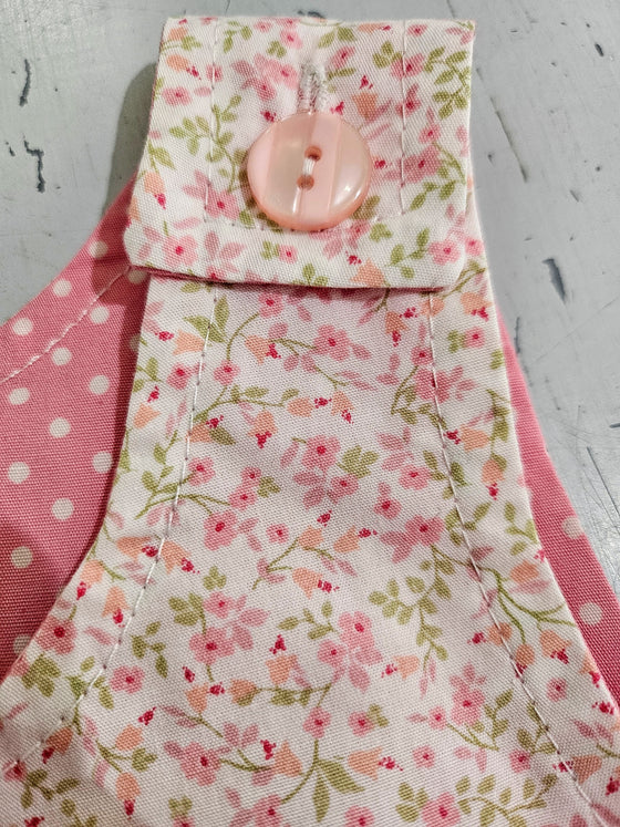 Reversible Pinafore Dress - Pink Posy/Pink Pokka Dot - Ruth Lednik