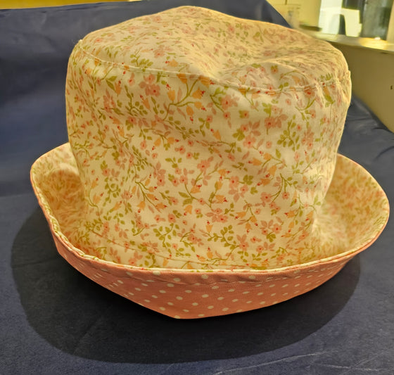 Reversible Bucket Hat - Pink Posy/Pink Pokka Dot - Ruth Lednik