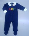 The Little Learners Romper Navy - Knitted Pima Cotton - The Blue Zebra