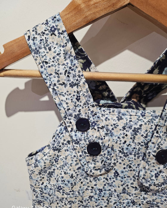 Navy Flower Cord / Blue Ditsy Flower Reverse Dungarees — Ruth Lednik