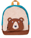 Children's backpack with bear face design on a white background