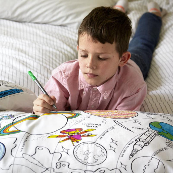 space explorer pillowcase - colour in & learn - The Blue Zebra