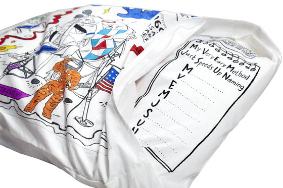 space explorer pillowcase - colour in & learn - The Blue Zebra