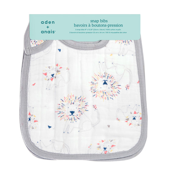 Aden & Anais Leader of the Pack cotton muslin snap bibs - 3 pack