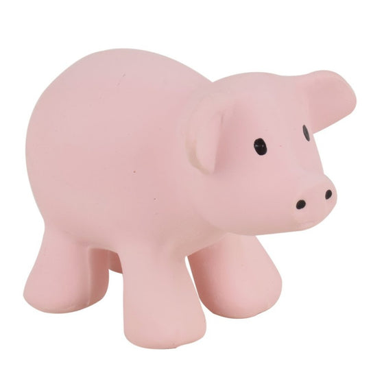 Tikiri Farm Pig Natural Rubber Rattle & Bath Toy