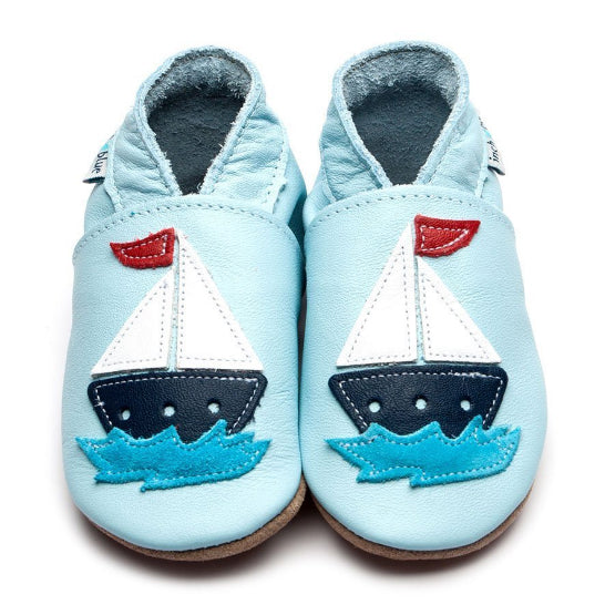 Inch Blue Baby Blue Sail Boat Shoes - Suede Sole - The Blue Zebra