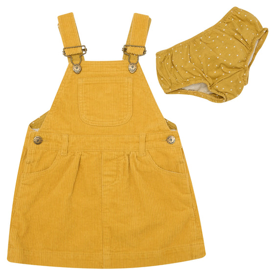 Dotty Dungarees Ochre Chunky Cord Dress