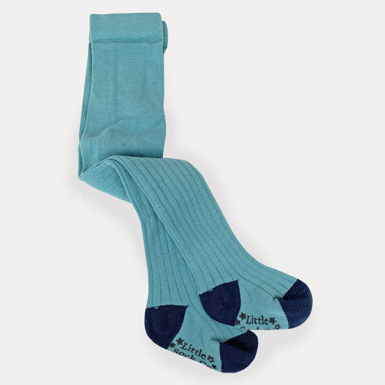Non-Slip Super Soft Ribbed Tights in Aqua