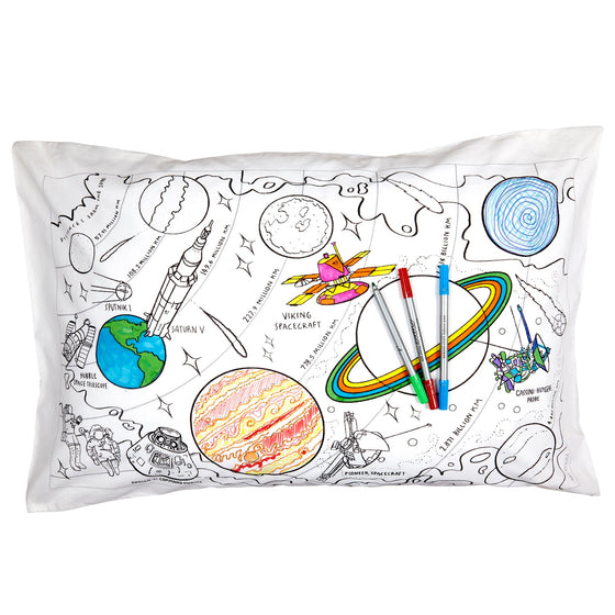space explorer pillowcase - colour in & learn - The Blue Zebra