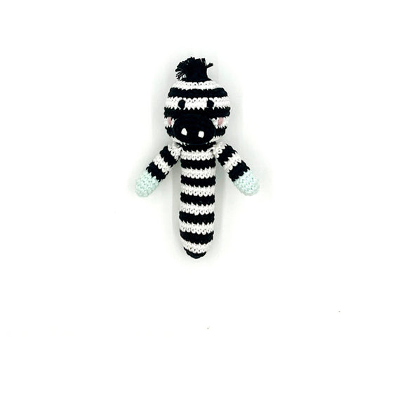 Pebble Zebra Stick Rattle