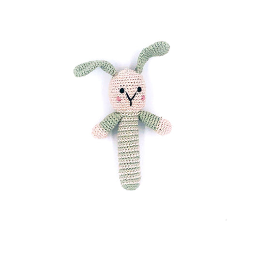 Pebble Teal Bunny Stick Rattle