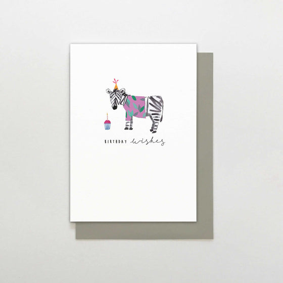 Stop The Clock Design Zebra Birthday Wishes Card - The Blue Zebra