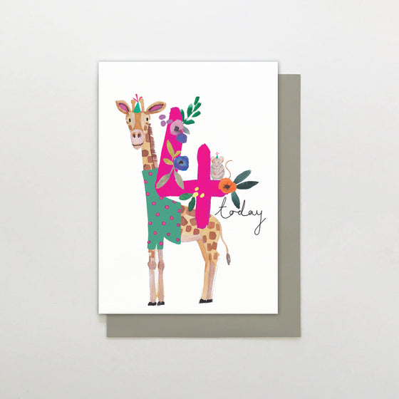 Stop The Clock Design 4 Today Giraffe Birthday Card - The Blue Zebra