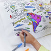 world map pillowcase - colour in & learn - The Blue Zebra
