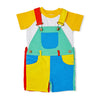 Primary Colourblock Short Dungarees - Dotty Dungarees