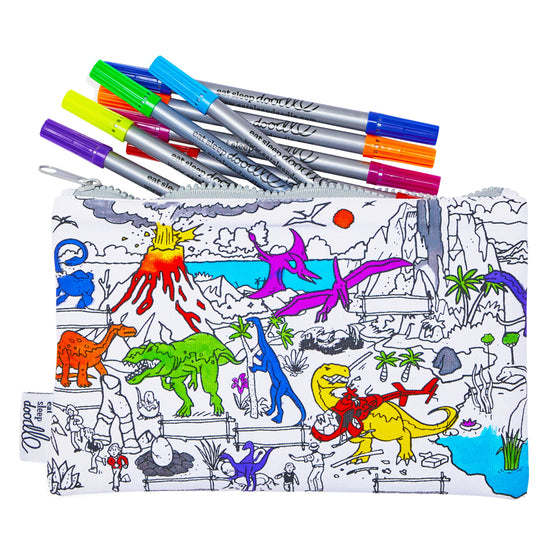Dinosaur Pencil Case - colour in & learn - The Blue Zebra