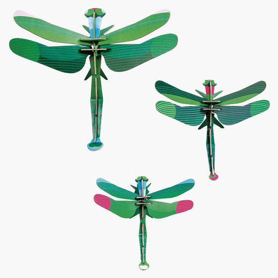 STUDIO ROOF DRAGONFLIES GREEN & BLUE 3D CARD TOY - SET OF 3