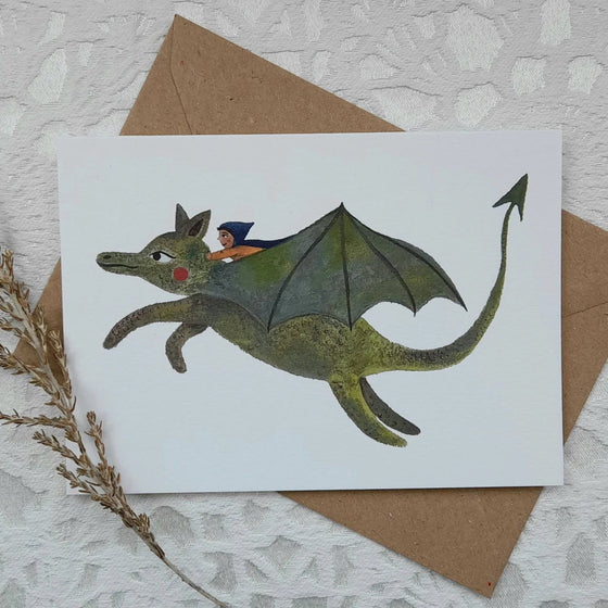 Lydia Mae Green Dragon Greetings Card