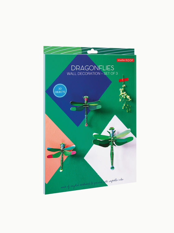 STUDIO ROOF DRAGONFLIES GREEN & BLUE 3D CARD TOY - SET OF 3